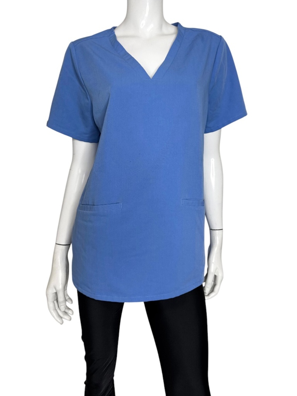 Figs Short Sleeve Blue Scrub Top With Pockets